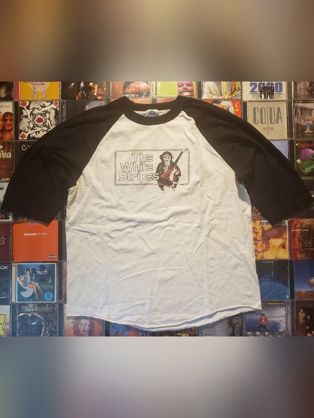 Vintage White Stripes Monkey Shirt